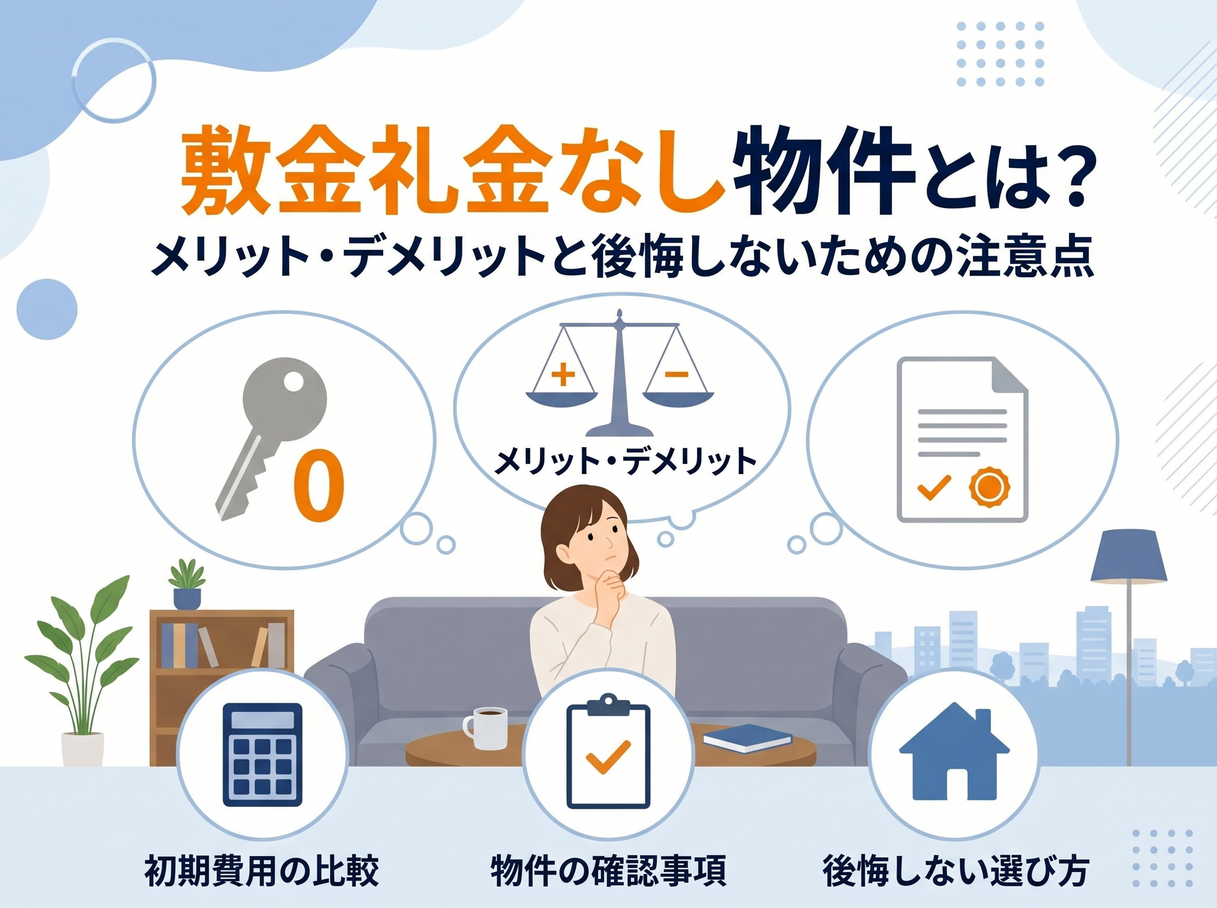 敷金礼金なし物件とは？メリット・デメリットと後悔しないための注意点